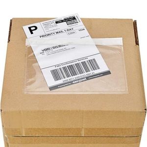 NEW (25) 7.5" x 5.5" Clear Adhesive Top Loading Packing List/Shipping Label